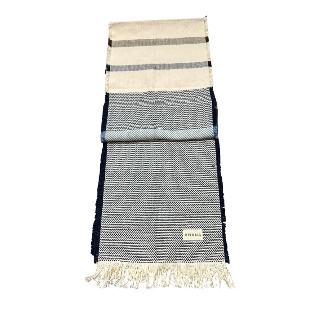 Amana 100% Cotton Woven Fringe End Scarf Made in USA‎